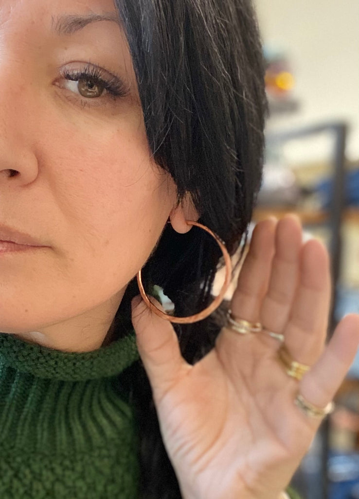 Lisa Angel Organic Hammered Hoop Earrings in Silver  Oopsy Daisies